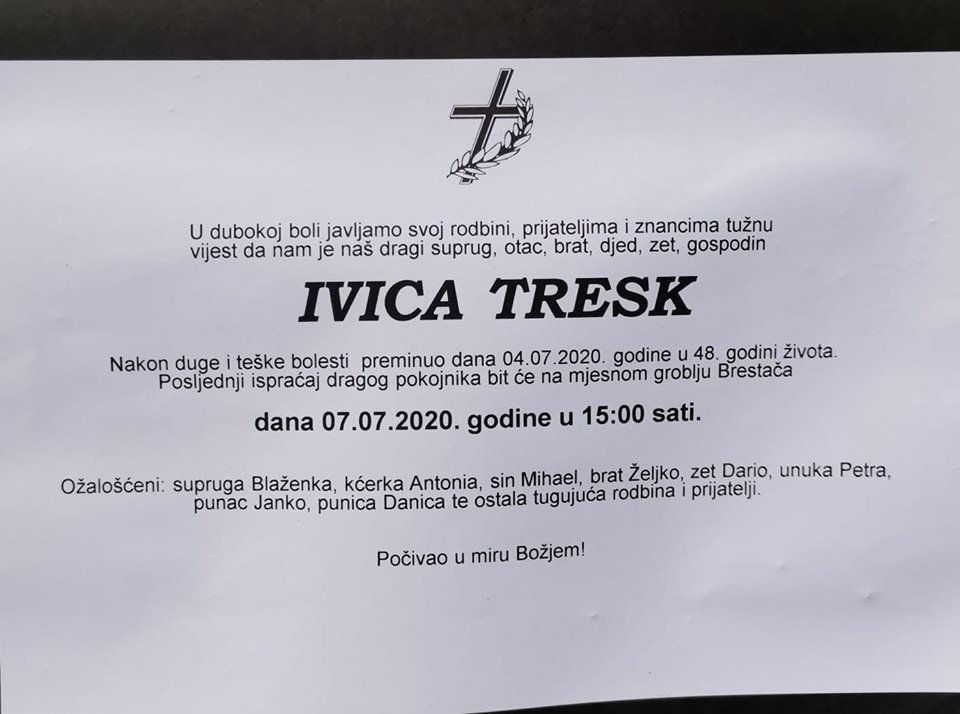 Posljednji pozdrav ratniku - IVICA TRESK - bivši pripadnik izvidničke satnije 2. gardijske brigade - GROMOVI