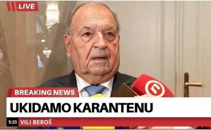NIJE ZAMJERIO: Beroš odgovorio ‘moramo ostati vedri jer to je zdravo. Šalite se na moj račun’