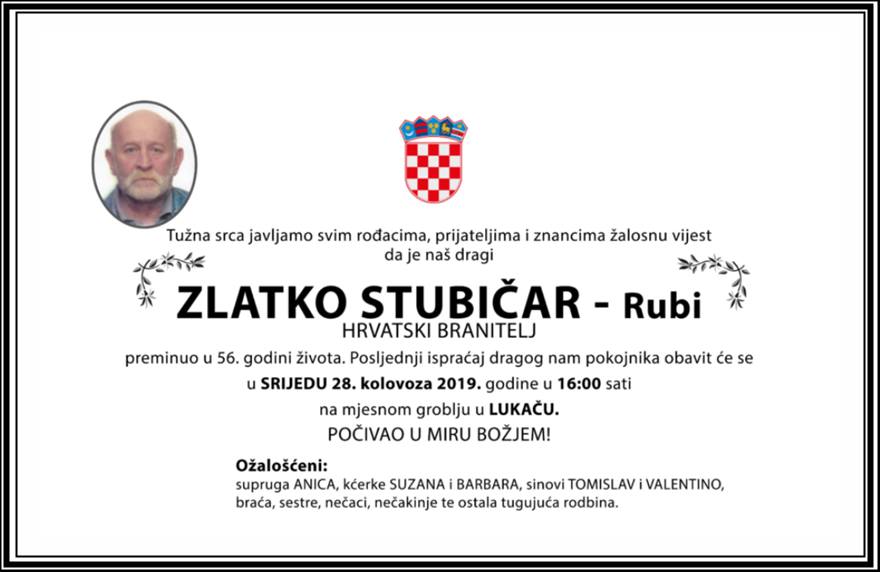 Posljednji pozdrav ratniku - Zlatko Stubičar-Rubi