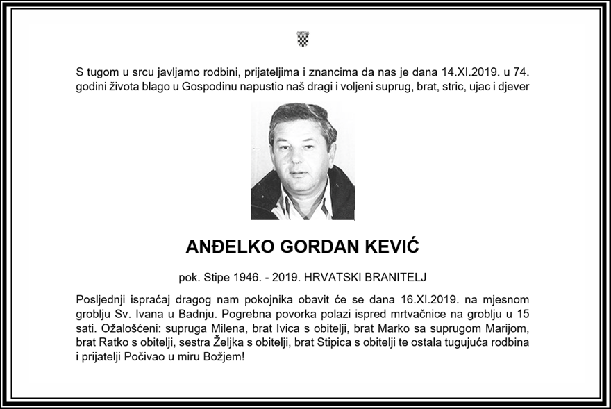 Posljednji pozdrav ratniku - Anđelko Gordan Kević