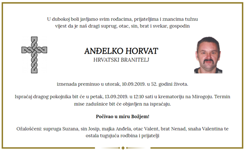 Posljednji pozdrav ratniku - Anđelko Horvat