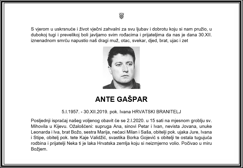 Posljednji pozdrav ratniku - Ante Gašpar