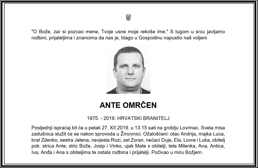 Posljednji pozdrav ratniku - Ante Omrčen