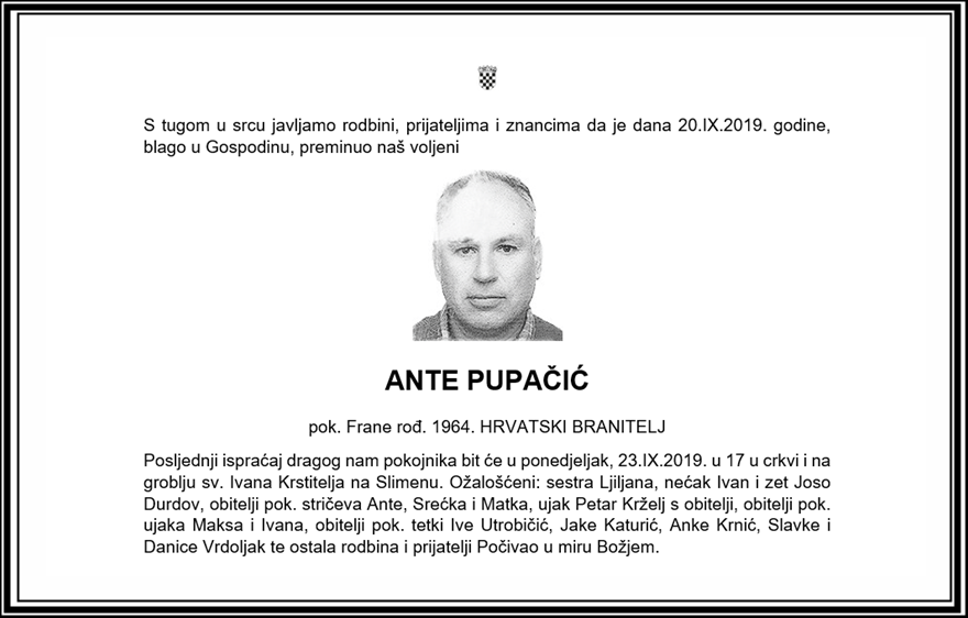 Posljednji pozdrav ratniku - Ante Pupačić