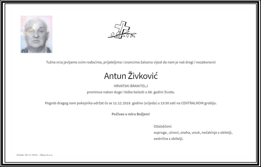 Posljednji pozdrav ratniku - Antun Živković