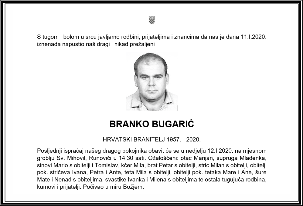 Posljednji pozdrav ratniku - Branko Bugarić