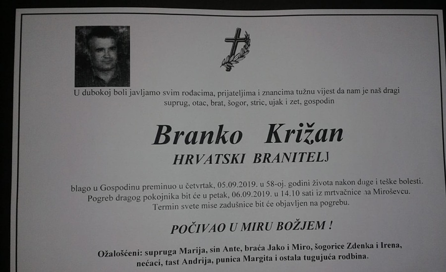 Posljednji pozdrav ratniku - Branko Križan