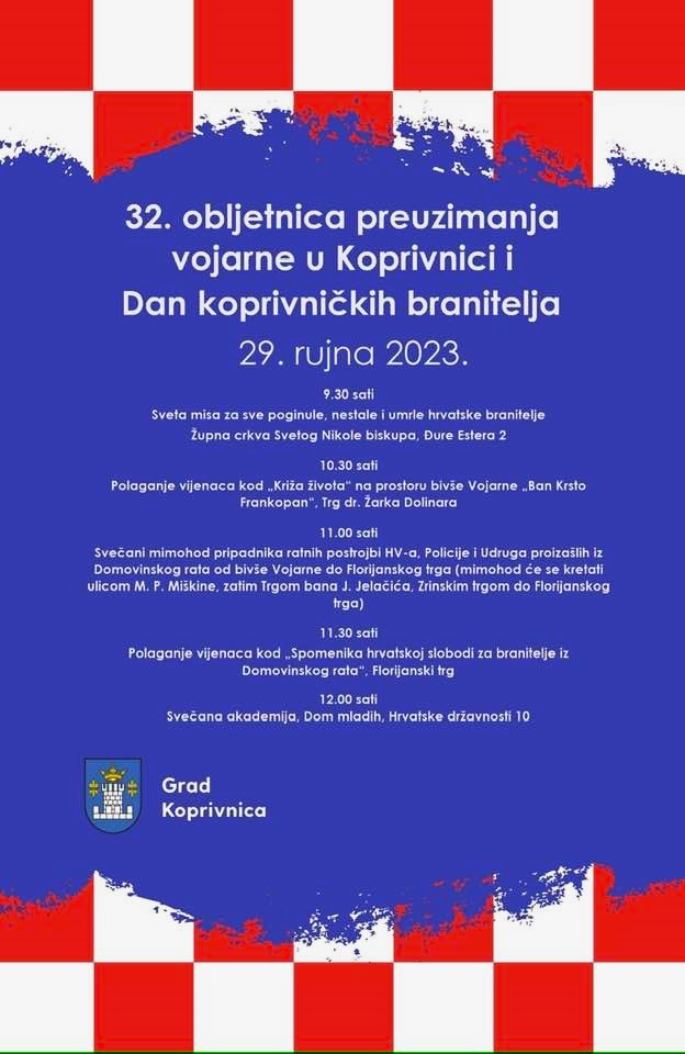 32. Obljetnica preuzimanja vojarne u Koprivnici i Dan koprivničkih branitelja