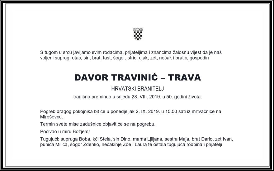 Posljednji pozdrav ratniku - Davor Travinić-Trava