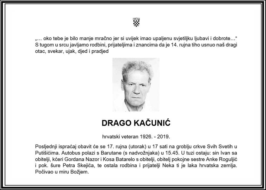 Posljednji pozdrav ratniku - Drago Kačunić