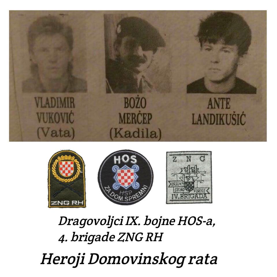 U spomen - Vladimir Vuković - Vata, Ante Jerko Landikušić i Božo Merčep - Kadila