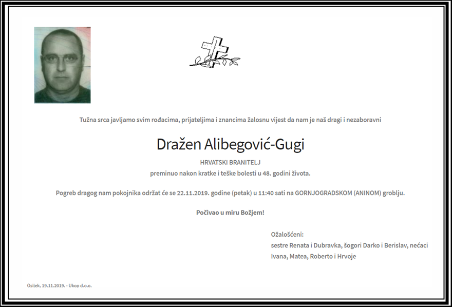 Posljednji pozdrav ratniku - Dražen Alibegović-Gugi