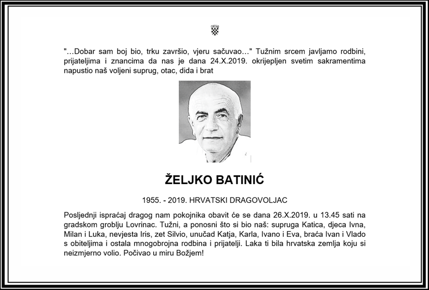 Posljednji pozdrav ratniku - Željko Batinić