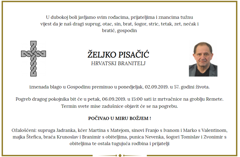 Posljednji pozdrav ratniku - Željko Pisačić