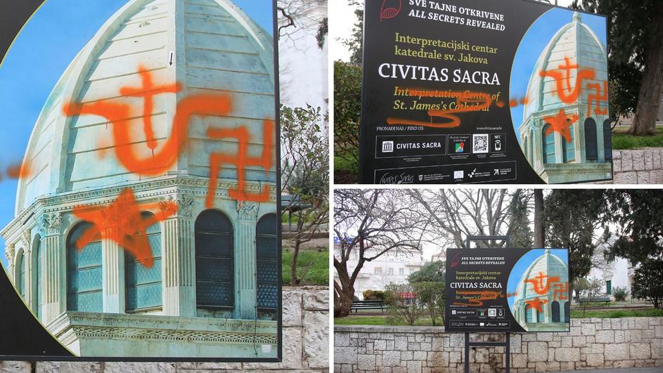 Slovo U, kukasti križ i zvijezda kod katedrale Svetog Jakova