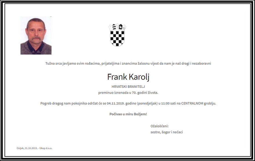 Posljednji pozdrav ratniku - Frank Karolj