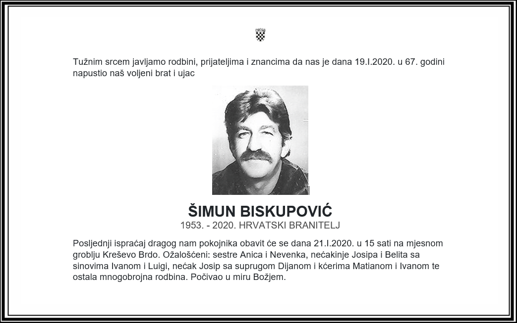 Posljednji pozdrav ratniku - Šimun Biskupović