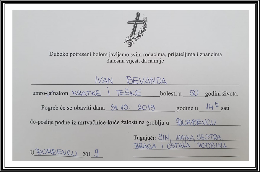 Posljednji pozdrav ratniku - Ivan Bevanda