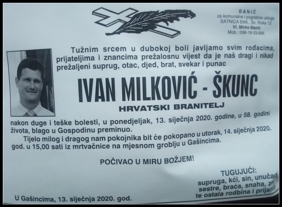 Posljednji pozdrav ratniku - Ivan Milinković-Škunc