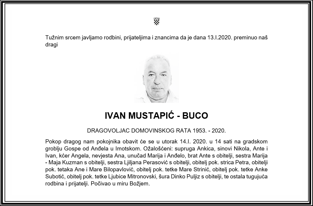 Posljednji pozdrav ratniku - Ivan Mustapić-Buco