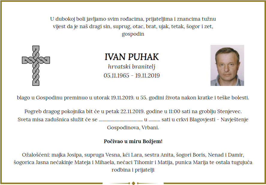 Posljednji pozdrav ratniku - Ivan Puhak