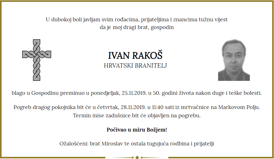 Posljednji pozdrav ratniku - Ivan Rakoš