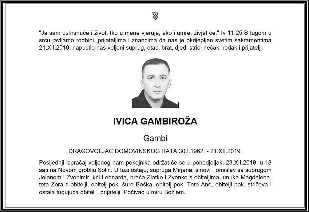 Posljednji pozdrav ratniku - Ivica Gambiroža
