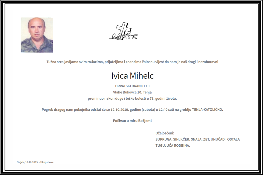 Posljednji pozdrav ratniku - Ivica Mihlec