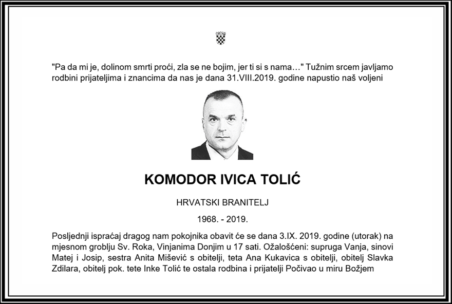Posljednji pozdrav ratniku - Komodor Ivica Tolić