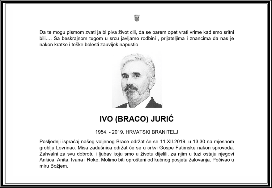 Posljednji pozdrav ratniku - Ivo (Braco) Jurić