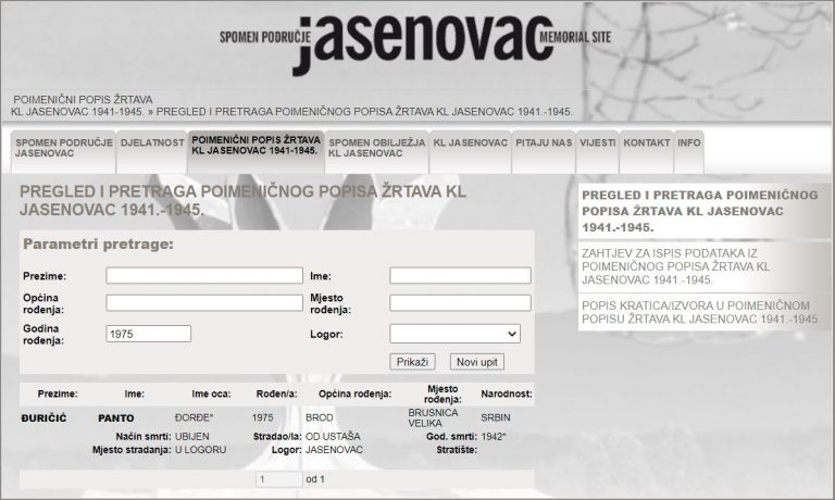 Stradali u Jasenovcu 41. – 45.