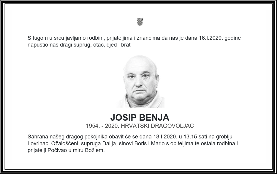 Posljednji pozdrav ratniku - Josip Benja