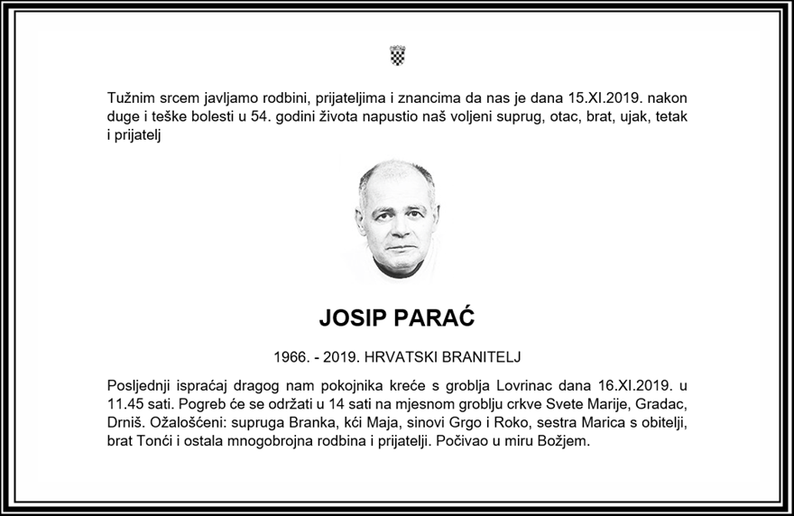 Posljednji pozdrav ratniku - Josip Parać