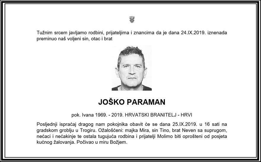 Posljednji pozdrav ratniku - Joško Paraman