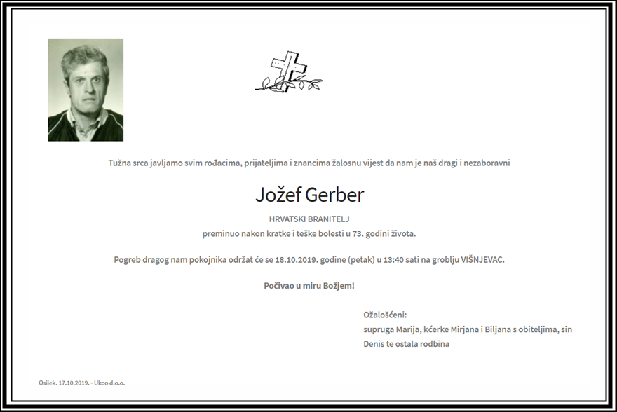 Posljednji pozdrav ratniku - Jožef Gerber