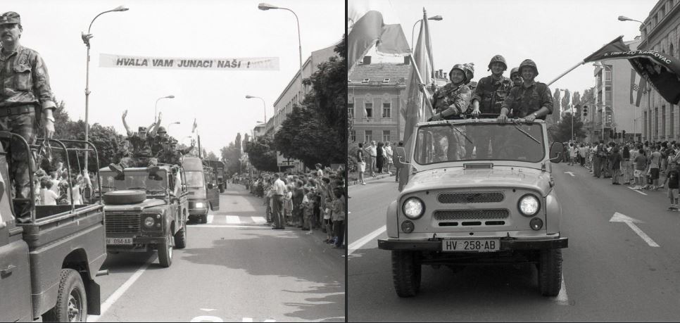 SJEĆANJE NA PONOSNE DANE Pozdravile su ih tisuće građana!….Prije 27 godina u Karlovcu je održan svečani vojni mimohod.
