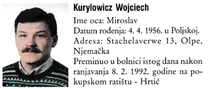 Na današnji dan 1992. godine na pokupskom ratištu poginuo je strani dragovoljac Domovinskog rata – Kurylowicz Wojciech