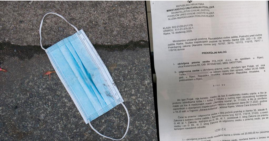 RIJEČANIN U NEVJERICI Kažnjen s 30.500 kn jer je na kraju radnog vremena u svom dućanu skinuo masku: ‘Bahato, jadno, žalosno‘