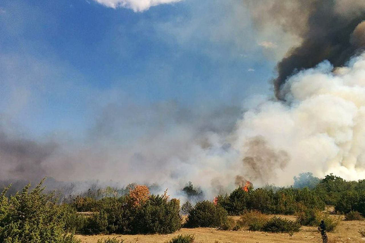 JOŠ JEDAN POŽAR U DALMACIJI! Gori kod mjesta Kistanje, 20 vatrogasaca i kanader su na terenu