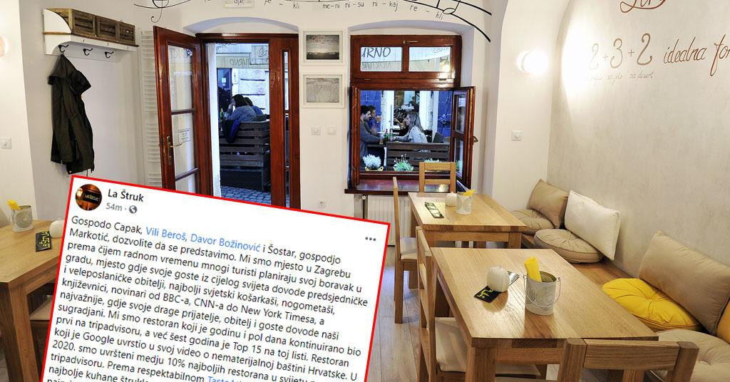POZNATI RESTORAN STOŽERU ‘Mi smo razlog zašto ljudi dolaze u Zagreb. Zbog vas odlaze! Upravo ste potpisali drugi lockdown‘