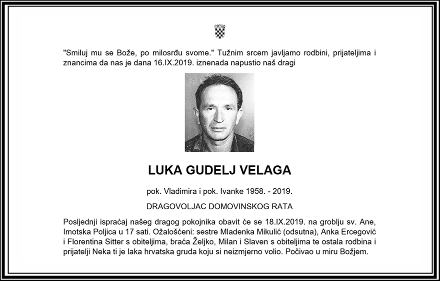 Posljednji pozdrav ratniku - Luka Gudelj Velaga