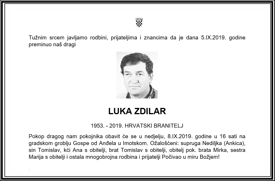 Posljednji pozdrav ratniku - Luka Zdilar