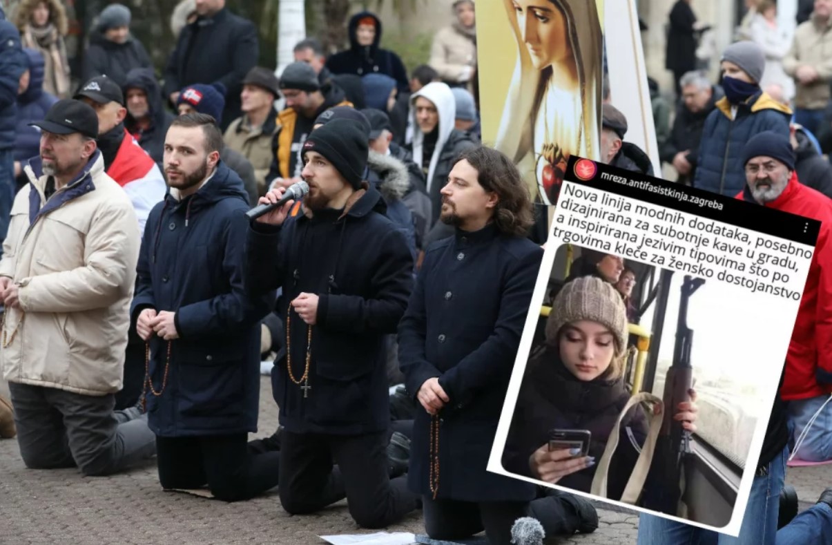 FOTO Antifašistkinje objavile strojnicu pa oplele po moliteljima, Vukušić podnio kaznenu prijavu: 'Ovo je poziv na likvidaciju'