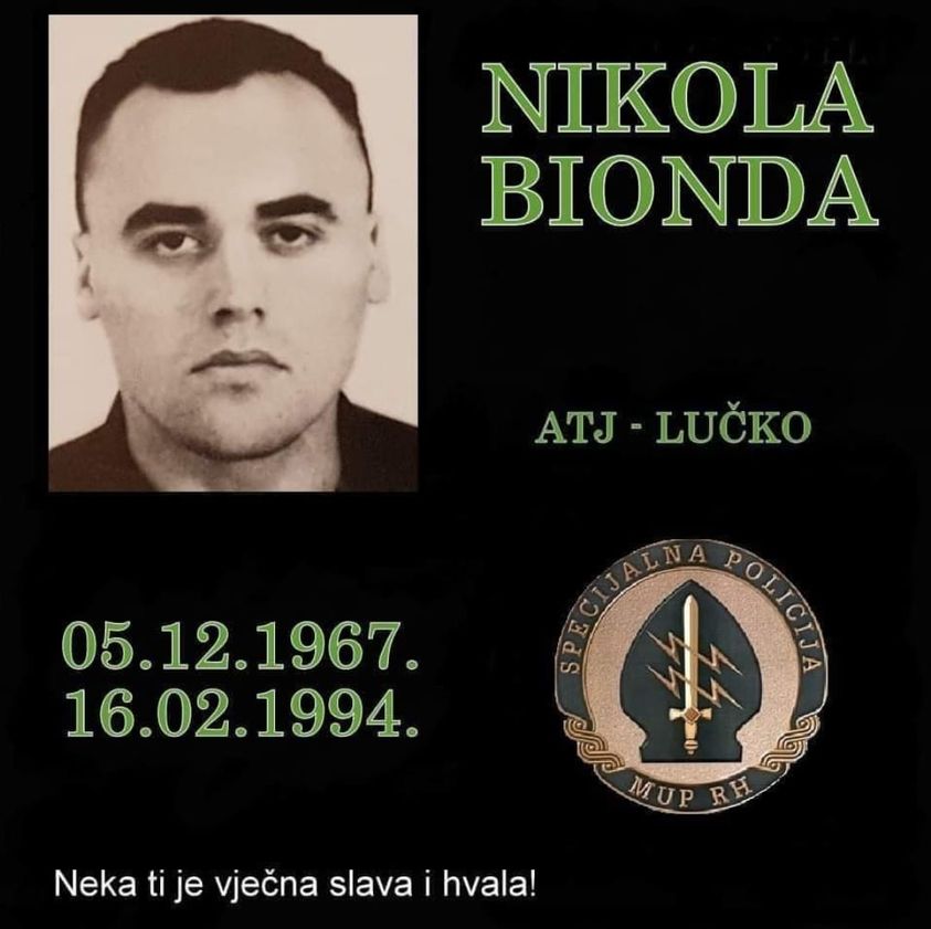 SATNIK NIKOLA BIONDA (05. 11. 1967. - 16. 02. 1994.) - TUŽNO SJEĆANJE