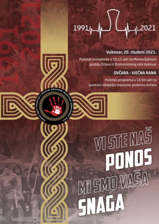 14. MIMOHOD „VI STE NAŠ PONOS – MI SMO VAŠA SNAGA“ I PRIGODNI PROGRAM „OVČARA – VJEČNA RANA“ Vukovar, 20. studenoga 2021. godine