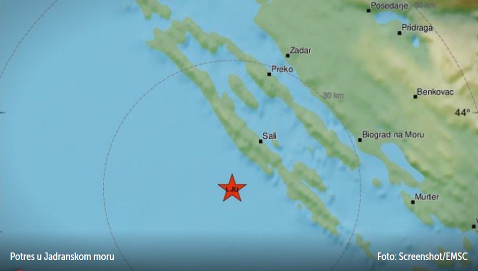 Novi potresi zabilježeni u Jadranskom moru: U samo nekoliko minuta dvaput se zatreslo tlo