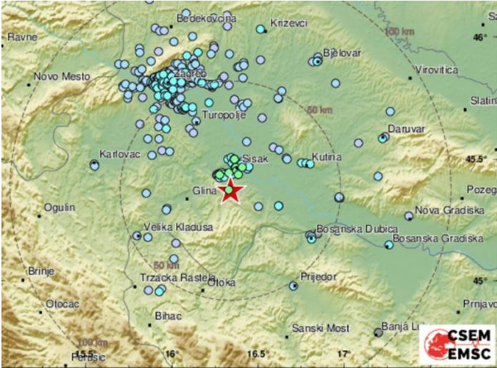 Sinoć snažan potres u Hrvatskoj magnitude 4,5 prema Richteru