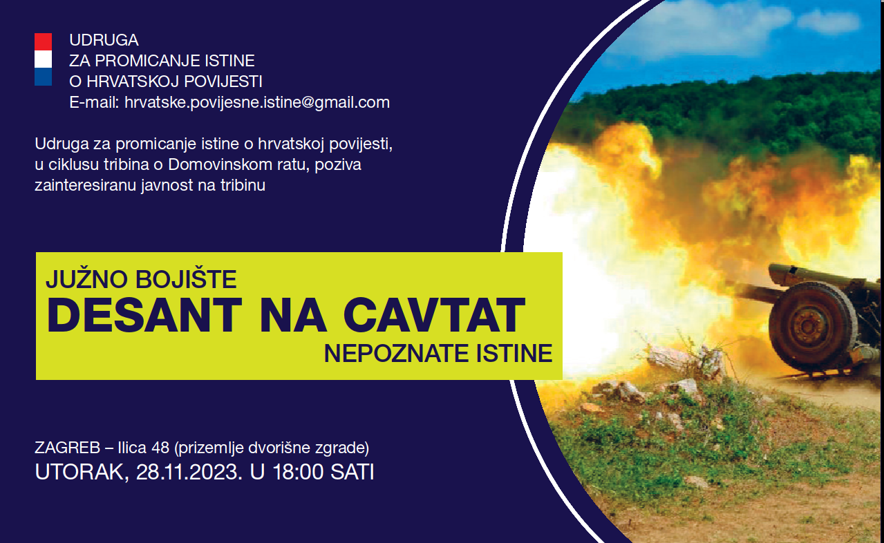 POZIV NA TRIBINU 'JUŽNO BOJIŠTE DESANT NA CAVTAT - NEPOZNATE ISTINE'
