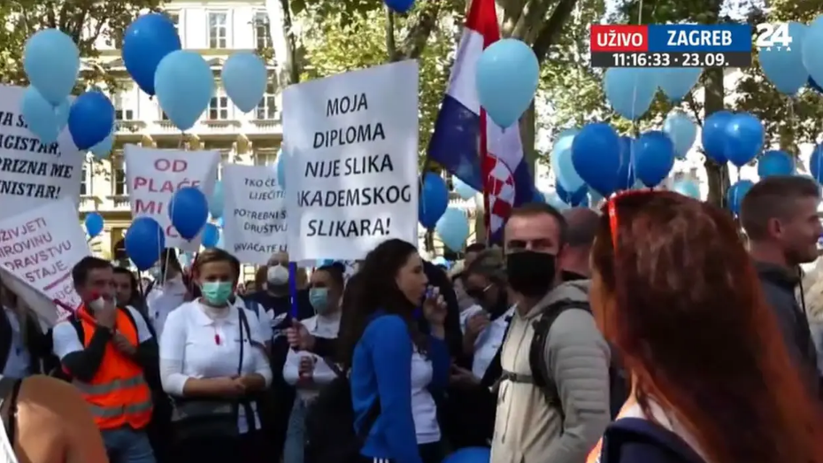 Počeo prosvjed medicinskih sestara i tehničara u Zagrebu: 'Mi se ne protivimo cijepljenju'