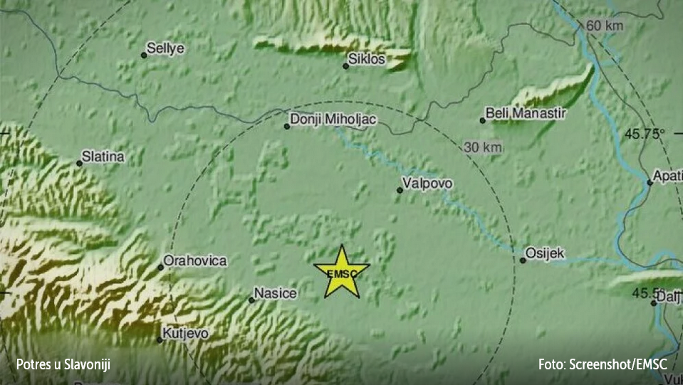 Potres probudio Slavonce: "Osjetio se kao jedno kraće, ali naglije podrhtavanje, popraćeno dubokim zvukom"